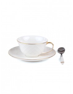 Buy SELETTI Guiltless porcelain tea cup with plate and teaspoon - Pomona  online? Fast and safe delivery!