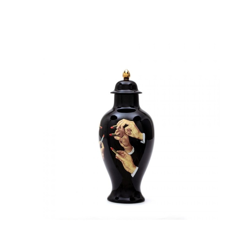 SELETTI Porcelain Vase - Lipsticks - Black