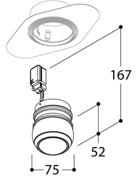 TAL BERRIER JUNIOR TRIMLESS SEMI-RECESSED WC ceiling lamp