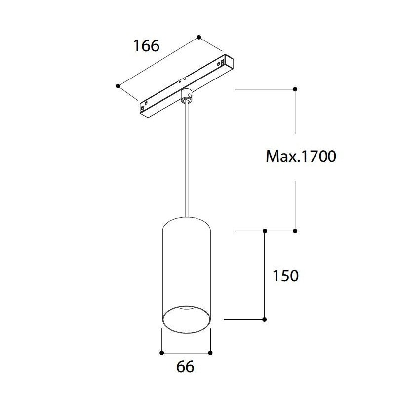 TAL FUNNEL SUSPENSION 150 TRACK 48V track lighting