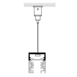 TAL SURFACE TRACK 3F - PENDANT CLIP + SUSP STEEL WIRE 1.5m 