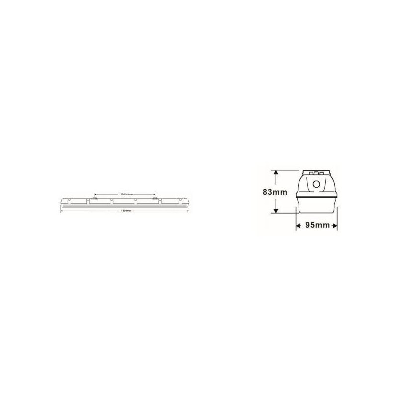 Integratech HWDP 1,2m IP66 em 3h High Output Deckenlampe