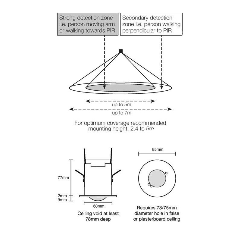 Integratech PIR recessed IP20 wide beam Integraconnect