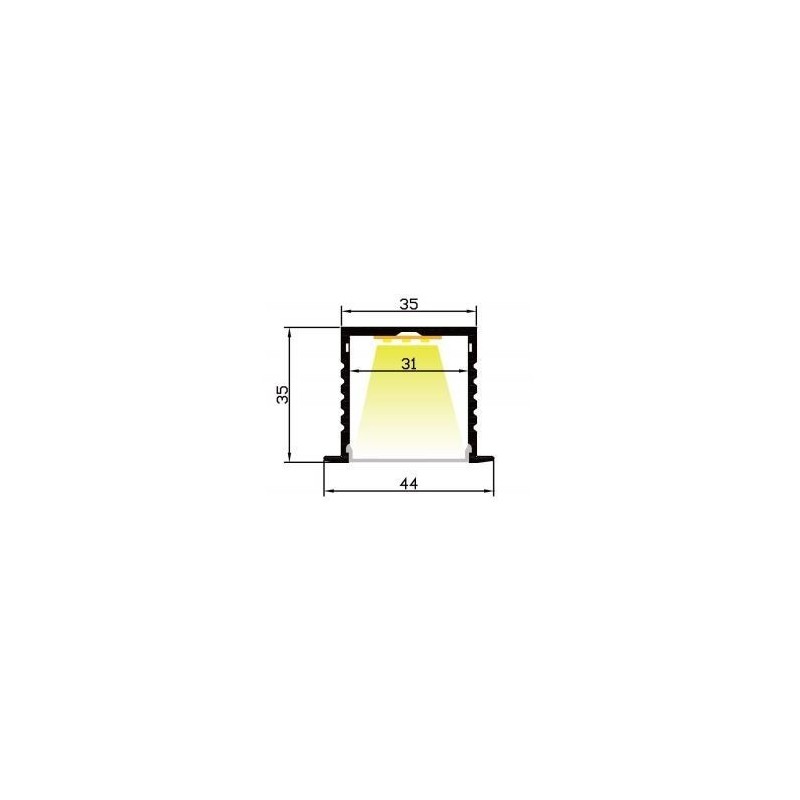 Integratech Profiel RPL3535 2m plexi mat incl. toebehoren