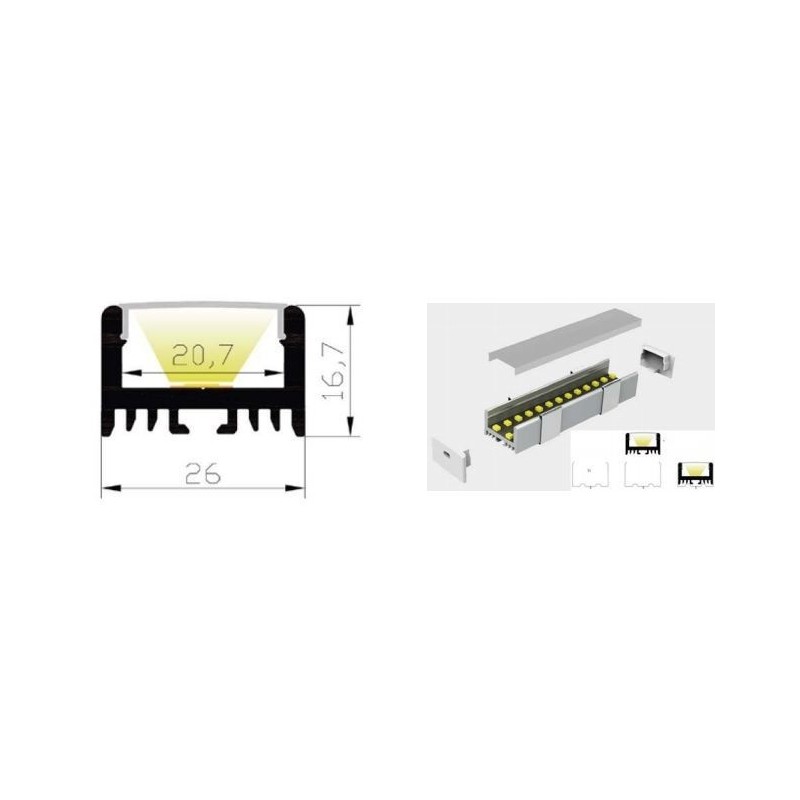 Integratech LED profile Baseline 26x17 2m