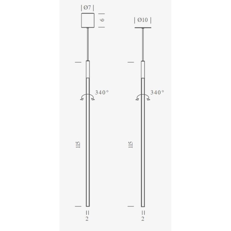 Nemo Linescapes vertical recessed Hanging lamp
