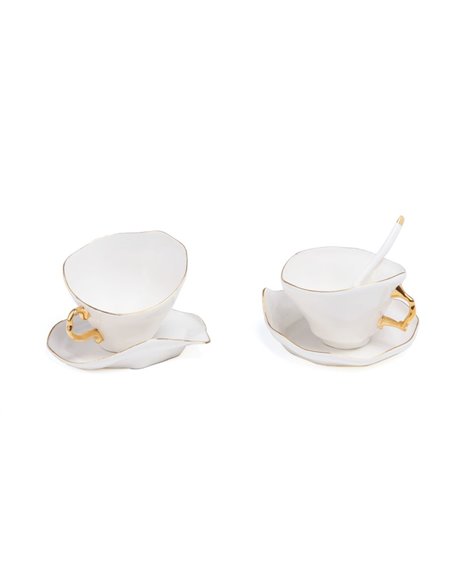 SELETTI MELTDOWN Tea set 2 teacups 2 saucers 2 teaspoons