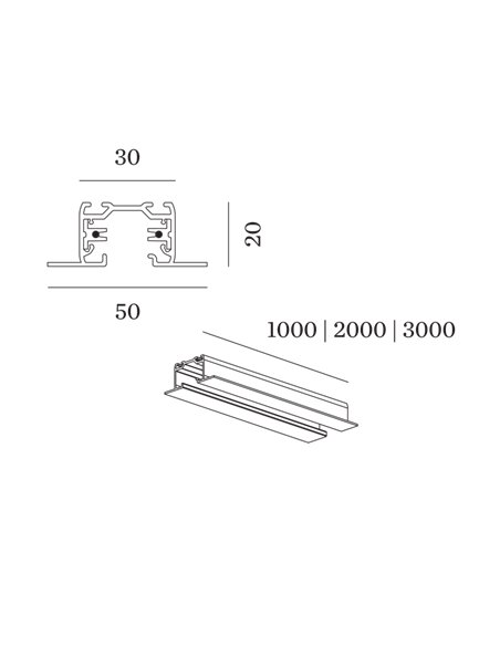 Wever & Ducré 1-phase track | recessed Track Profile 1m