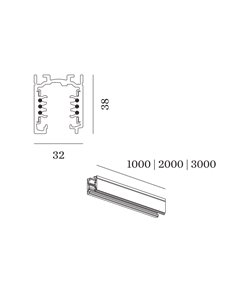 Wever & Ducré 3-phase track | surface/suspended Track Profile 2m