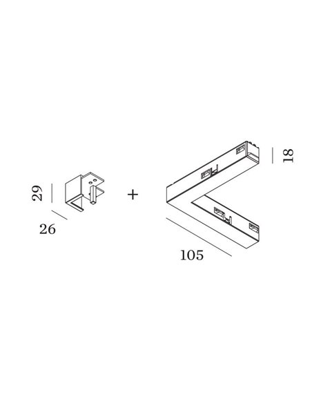 Wever & Ducré 48V DALI tracks | surface/suspended L-Connector