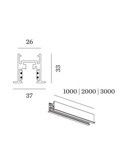 Wever & Ducré 48V DALI tracks | recessed Track Profile 2m