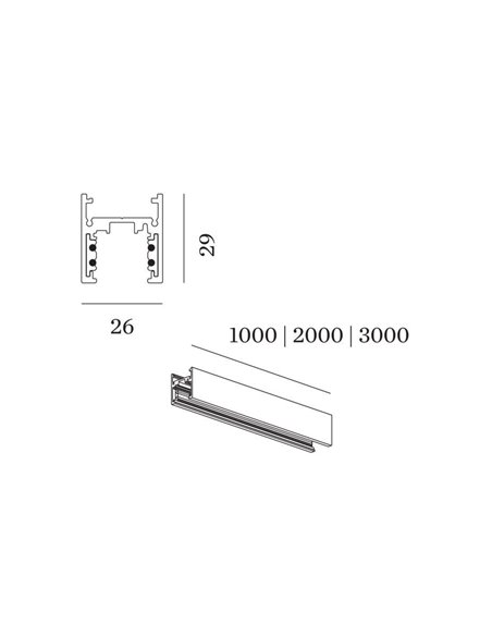 Wever & Ducré 48V DALI tracks | surface/suspended Track Profile 3m