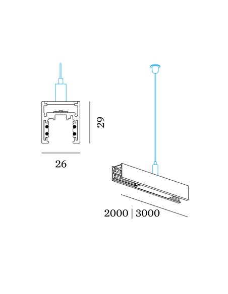 Wever & Ducré 48V DALI tracks | suspended indirect light Track Profile 3m