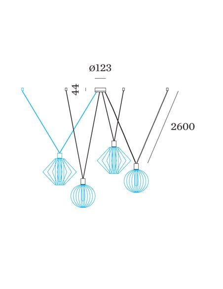 Wever & Ducré Suspension Set | E27 | 2.6 m | for 4 WIRO Decenter 4.0