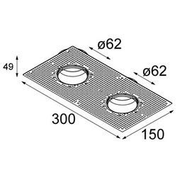 Modular Gypkit trimless 300x150 - 2x Ø62