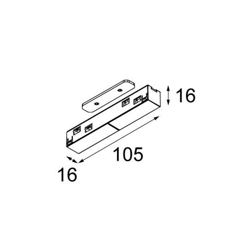 Modular Pista track 48V electrical/mechanical (recessed) connection 180° 