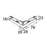 Modular Pista track 48V electrical/mechanical (suspension) connection 90° inside 
