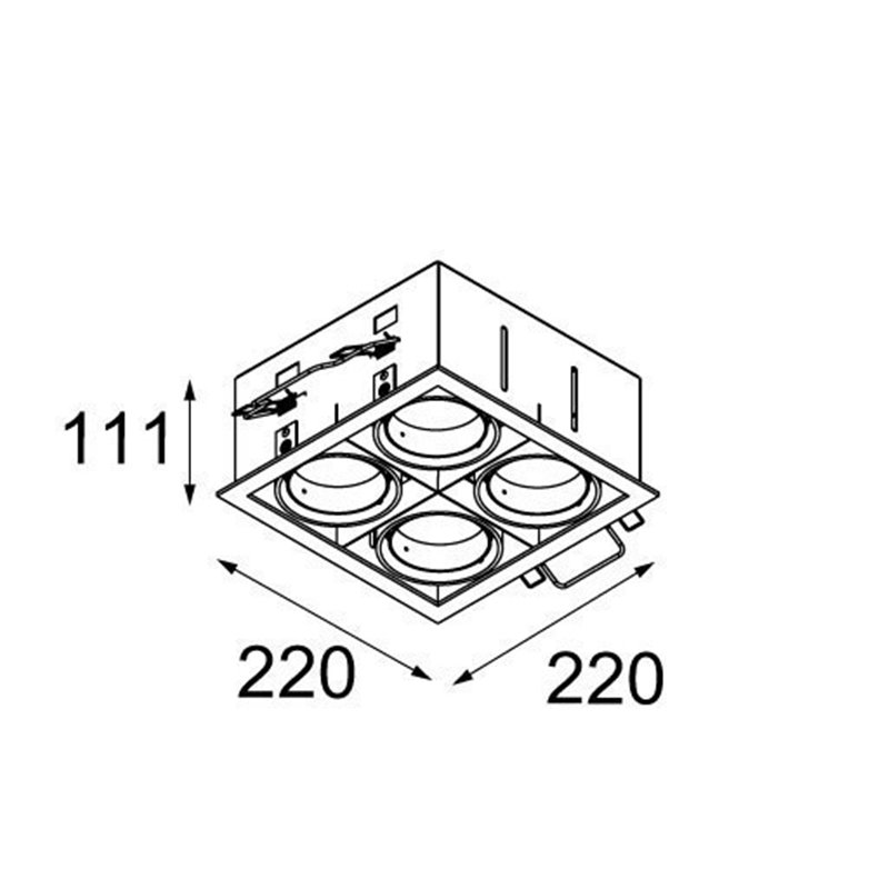 Modular Mini multiple for 4x LED GE Recessed lamp