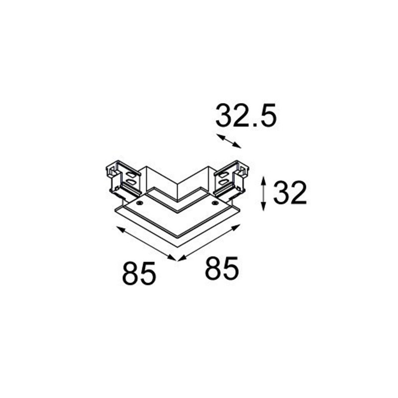 Modular Lighting Connector track recessed outside 90° 