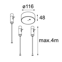 Modular Flat moon suspension kit 4m / 9x0.75 (3 cables)