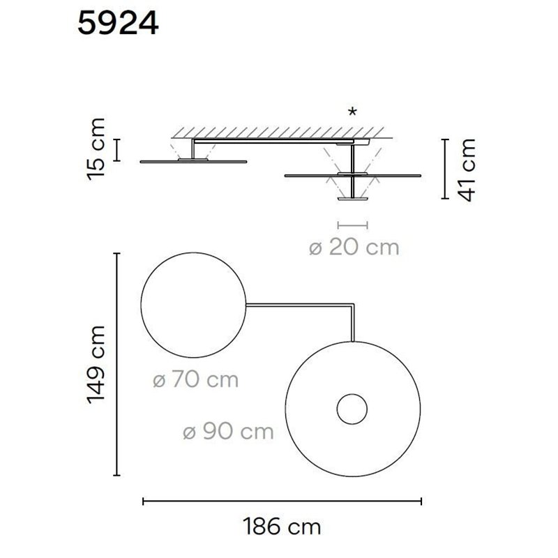 Vibia Flat 3X 186 ceiling lamp