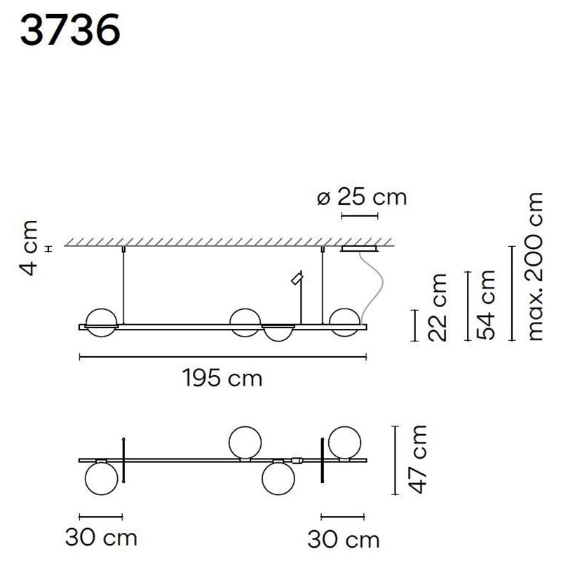 Vibia Palma Horizontal 7X 195 suspension lamp