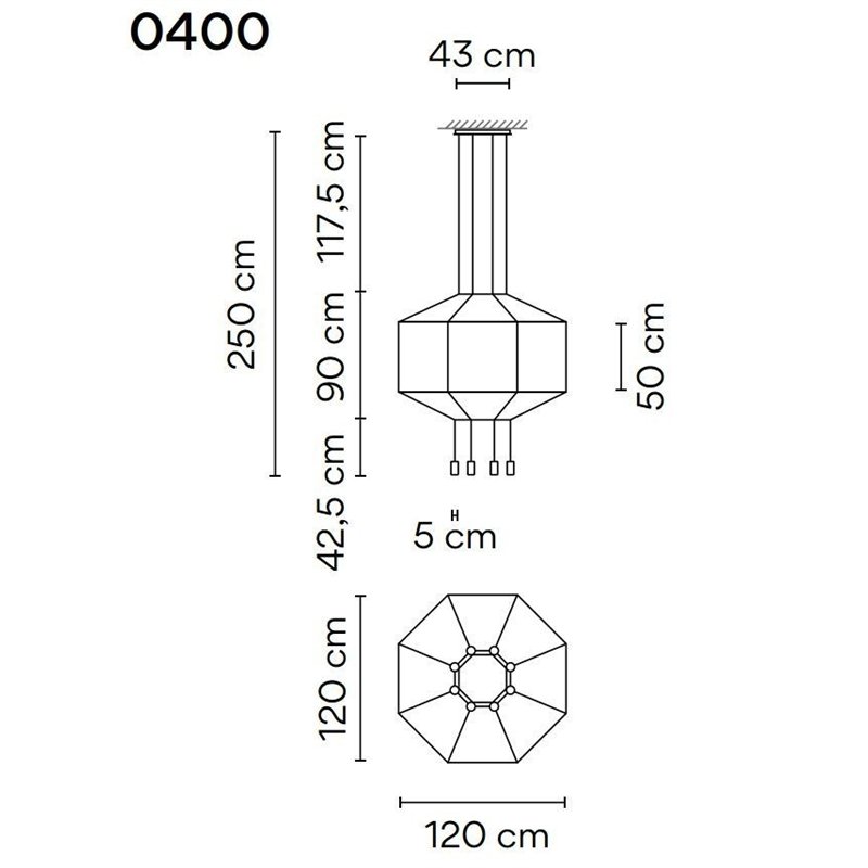 Vibia Wireflow Octagonal 120 suspension lamp