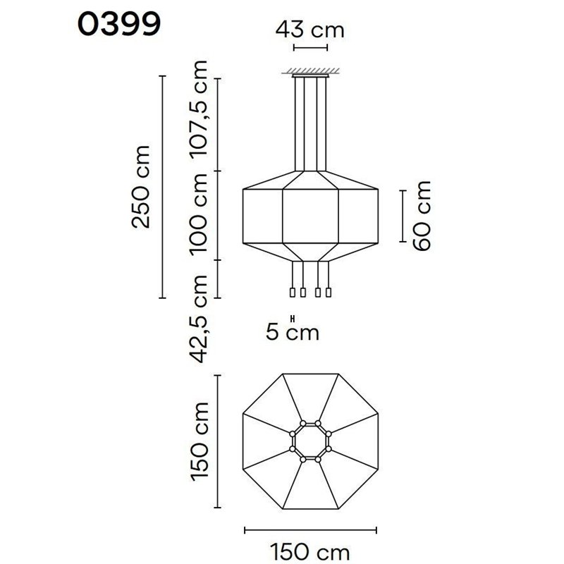 Vibia Wireflow Octagonal 150 suspension lamp