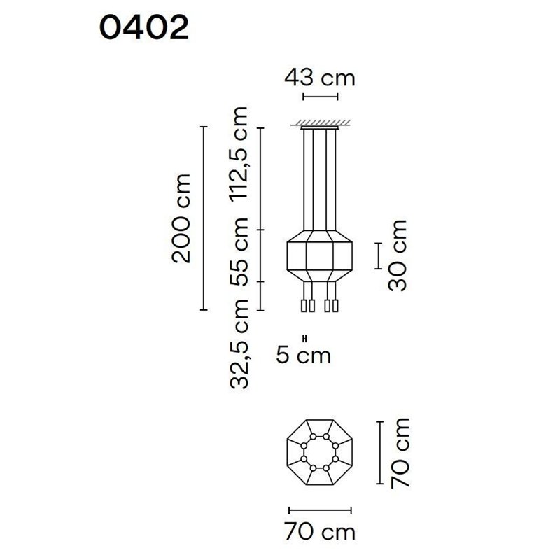 Vibia Wireflow Octagonal 70 suspension lamp