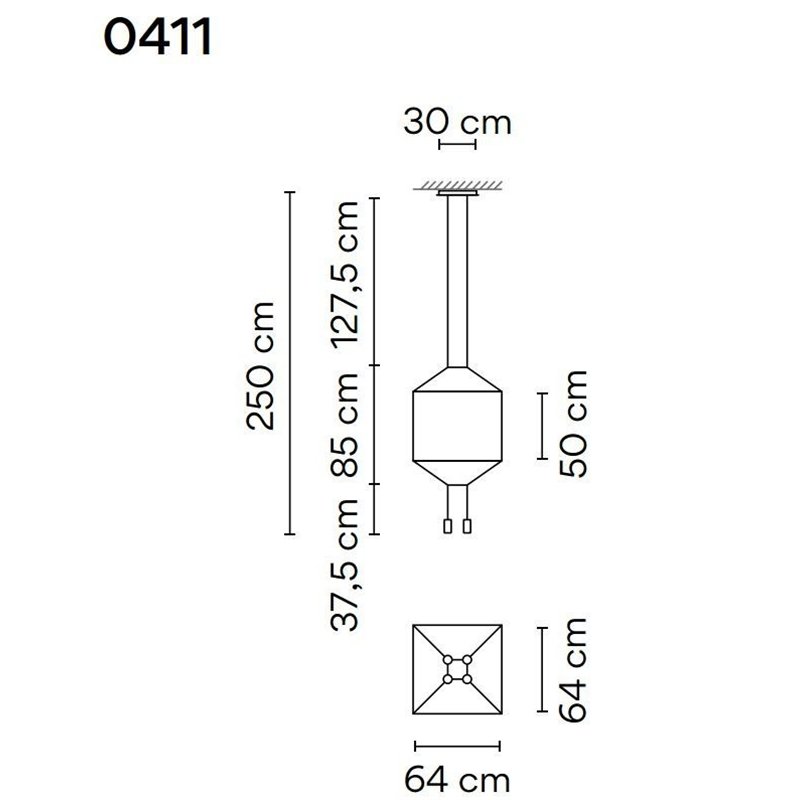 Vibia Wireflow Square 64 suspension lamp