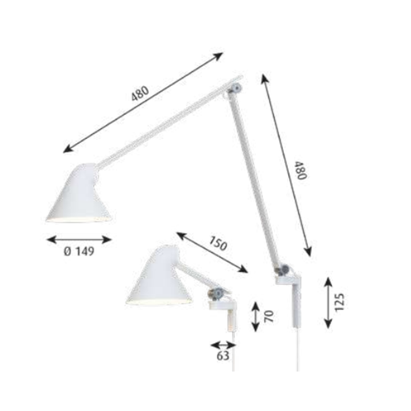 Louis Poulsen Njp Wall Long arm Without cord / With Wall box Wall Lamp