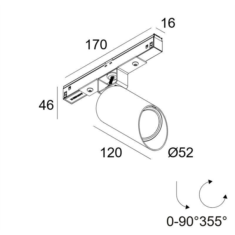 Delta Light M20/M26H - Spy 52 Wallwash DIM5 Track lighting fixture