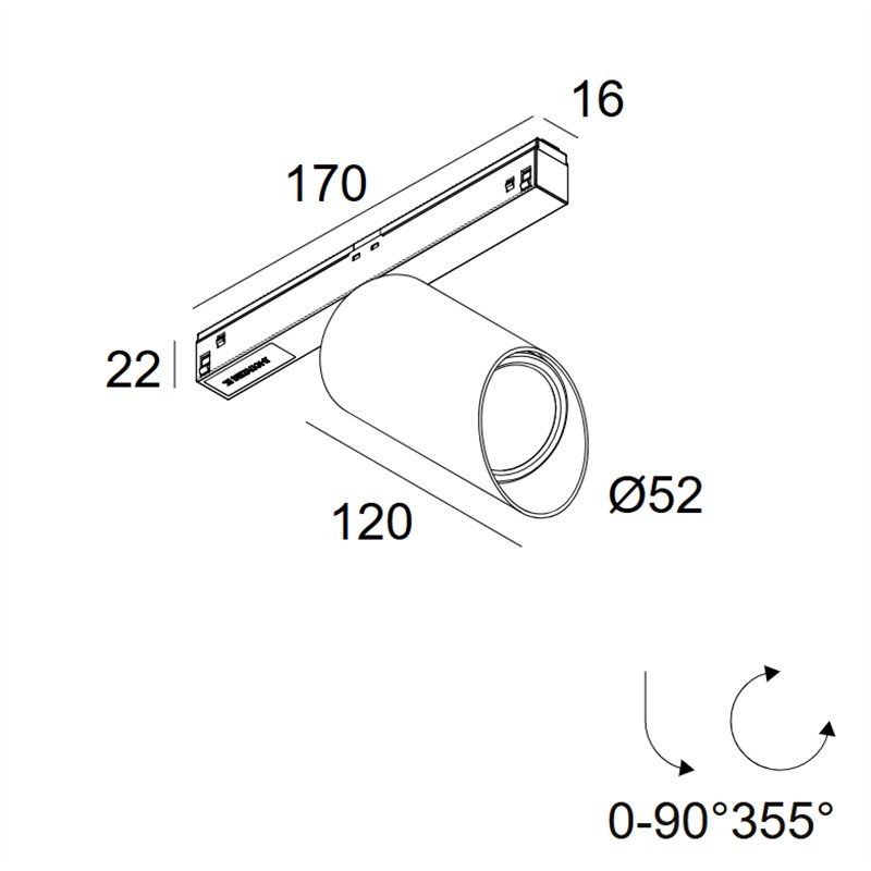 Delta Light M26L - Spy 52 Wallwash DIM5 Track lighting fixture