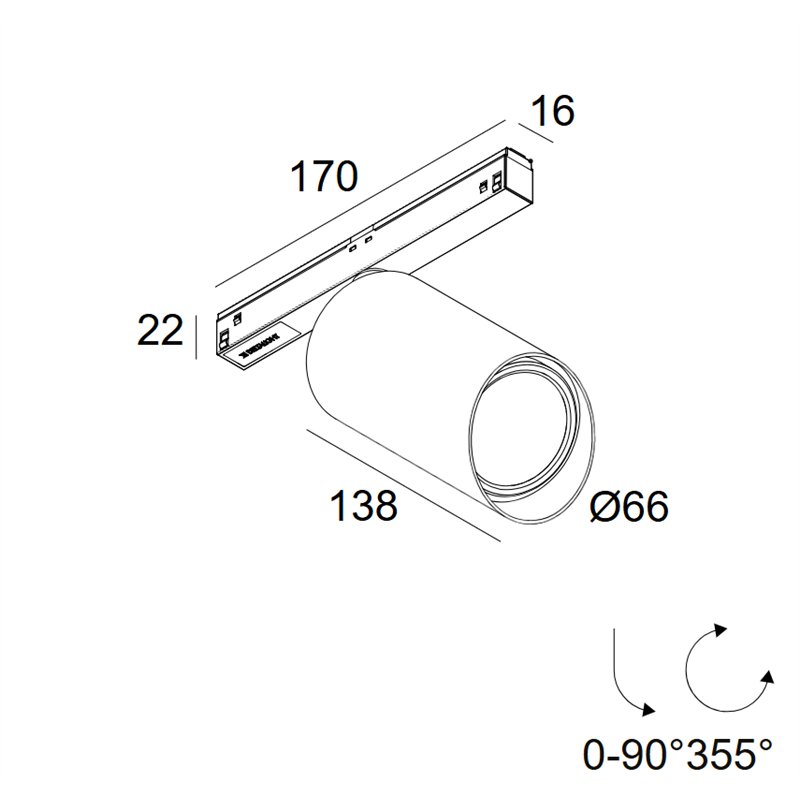 Delta Light M26L - Spy 66 Wallwash DIM5 Track lighting fixture