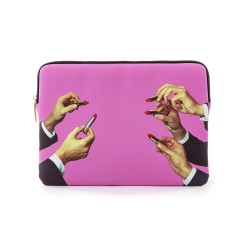 SELETTI Toiletpaper printed pu laptop bag - lipsticks pink