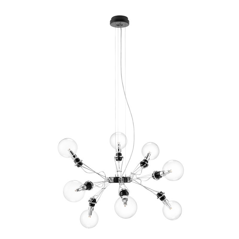 Lumina Matrix Otto suspension lamp with eight individual lights, dimmable and compatible with E27 bulbs.