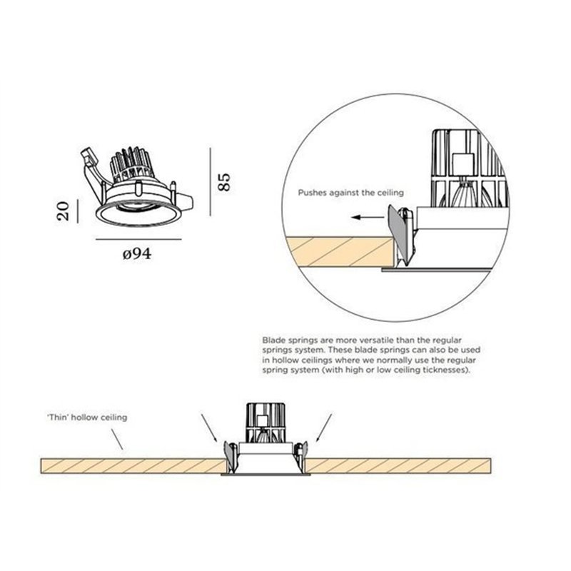 Wever & Ducré Deep Adjust 1.0 LED blade springs Recessed spot