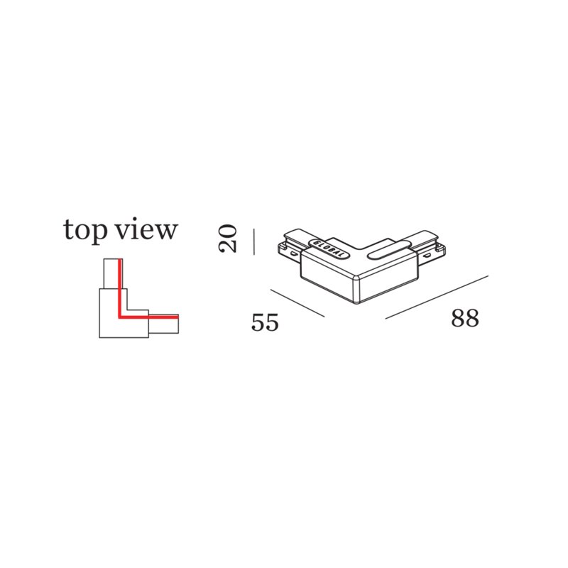 Wever & Ducré L-Connector 1-Phase Track | Left