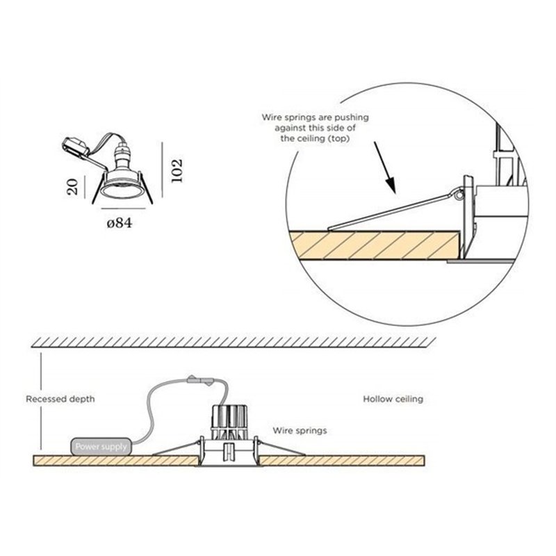Wever & Ducré Deep 1.0 LED wire springs Recessed spot