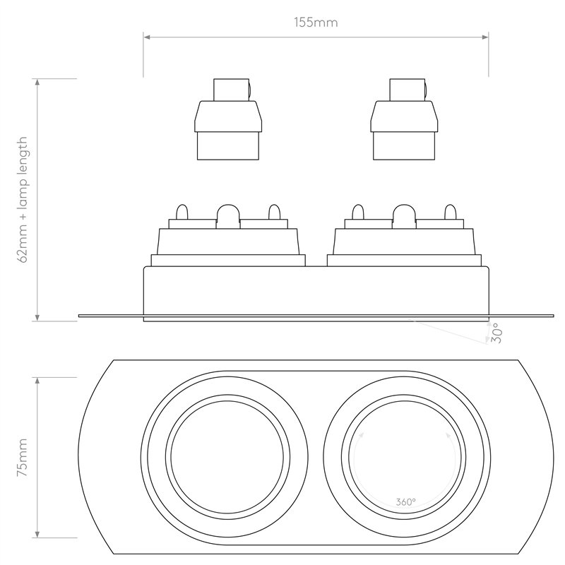 Astro Trimless Round Twin Adjustable | Recessed spot