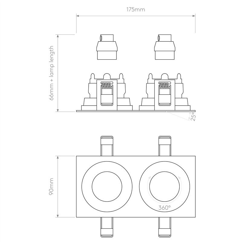 Astro Pinhole Square Twin Adjustable | Recessed spot