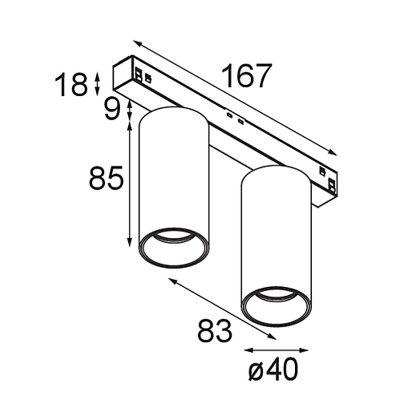 Modular Nyto Track 48V Adjustable 40 2x LED | Track lighting fixture