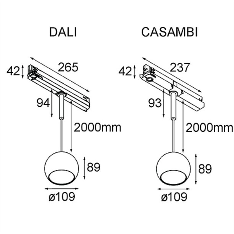 Modular Marbul Track 230V Suspended 109 1x LED DI | Track lighting fixture fixture