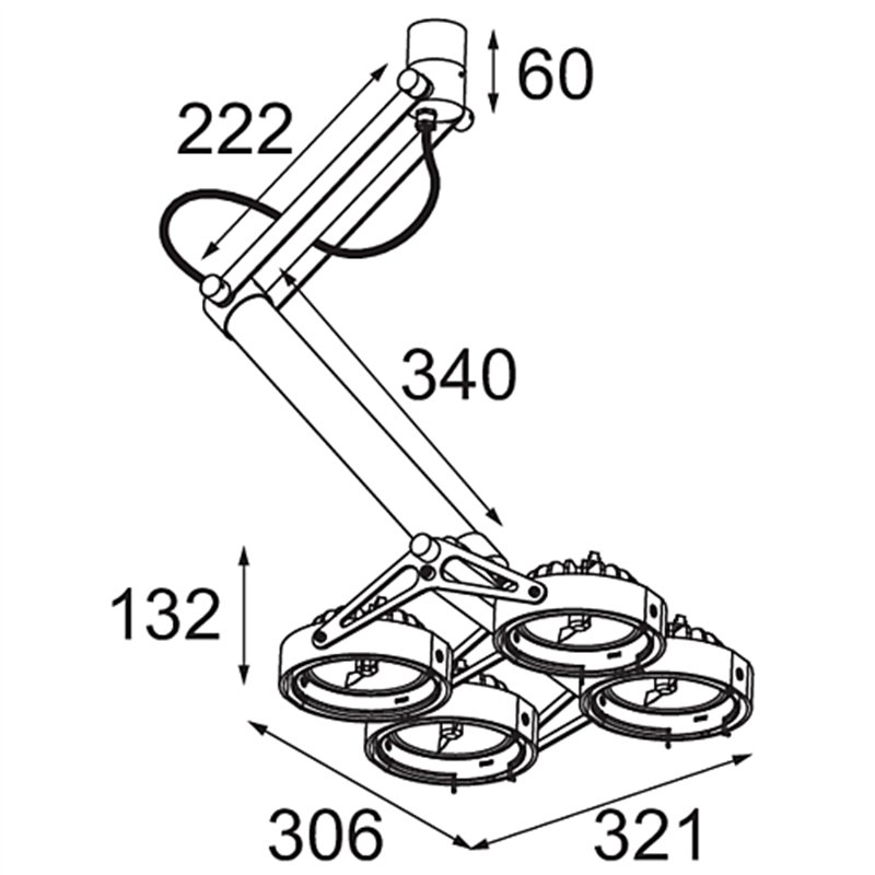 Modular Nomad Surface Adjustable 4x LED AR111 DI | Ceiling lamp