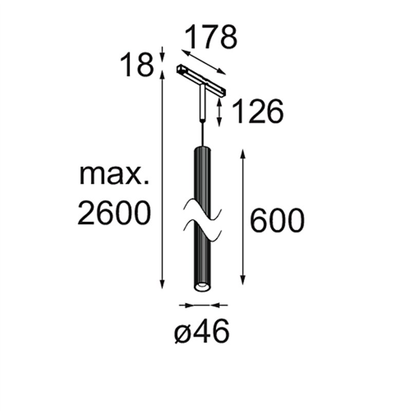 Modular Extruded Stripped Track 48V Suspended 46 600 1x LED DI | Track lighting fixture