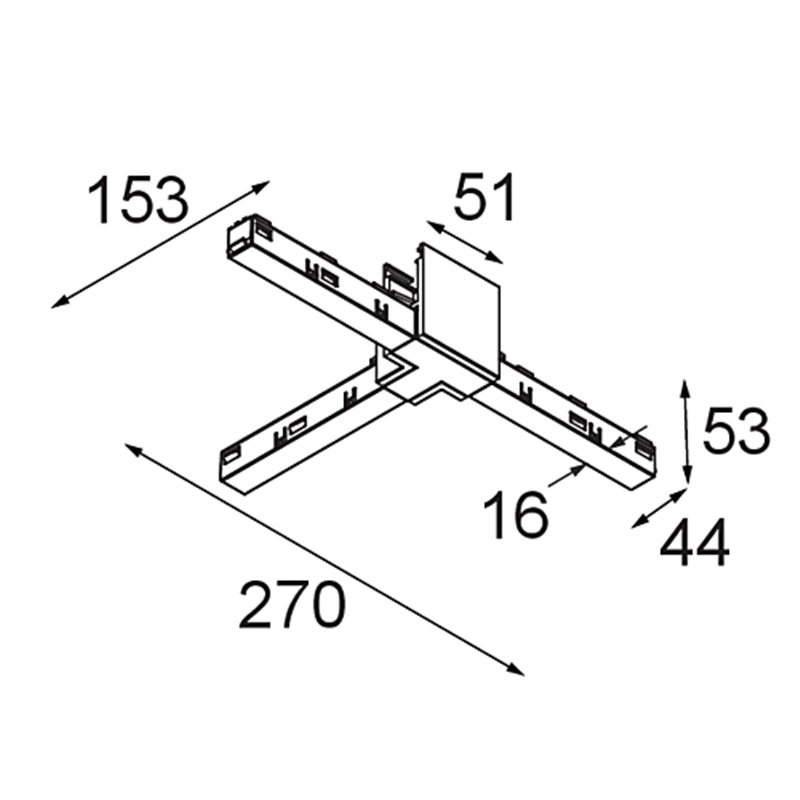 Modular Track 48V High Connection T Electrical/Mechanical Right