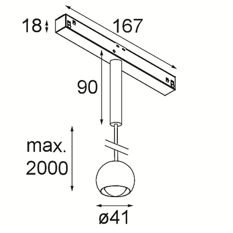 Modular Marbulito Track 48V Suspended 41 1x LED | Track lighting fixture