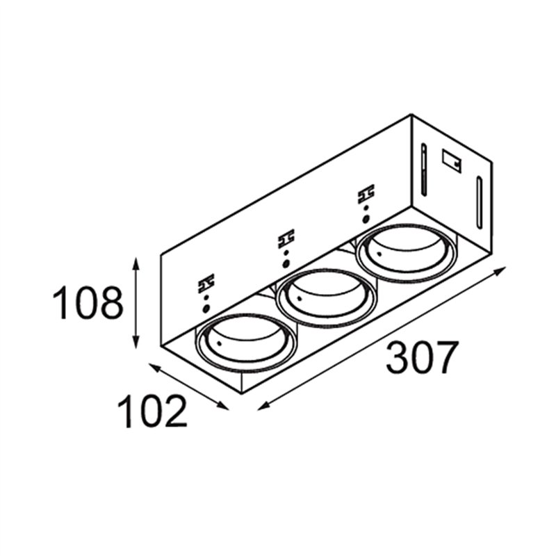 Modular Mini-Multiple Recessed Trimless Adjustable M-LED 3x DE | Recessed spot
