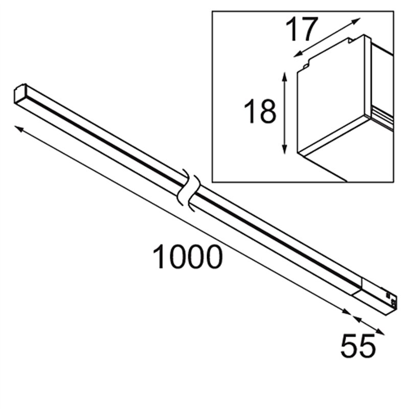 Modular Pista Linear Light Track 48V 1055 1x LED | Schienenbeleuchtung