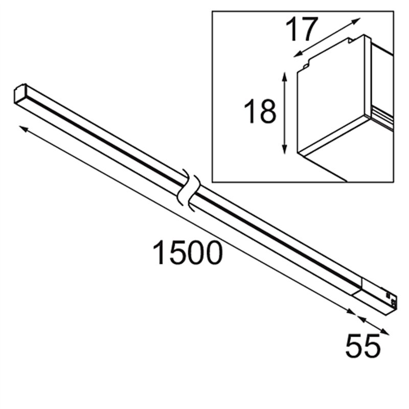 Modular Pista Linear Light Track 48V 1555 1x LED | Schienenbeleuchtung
